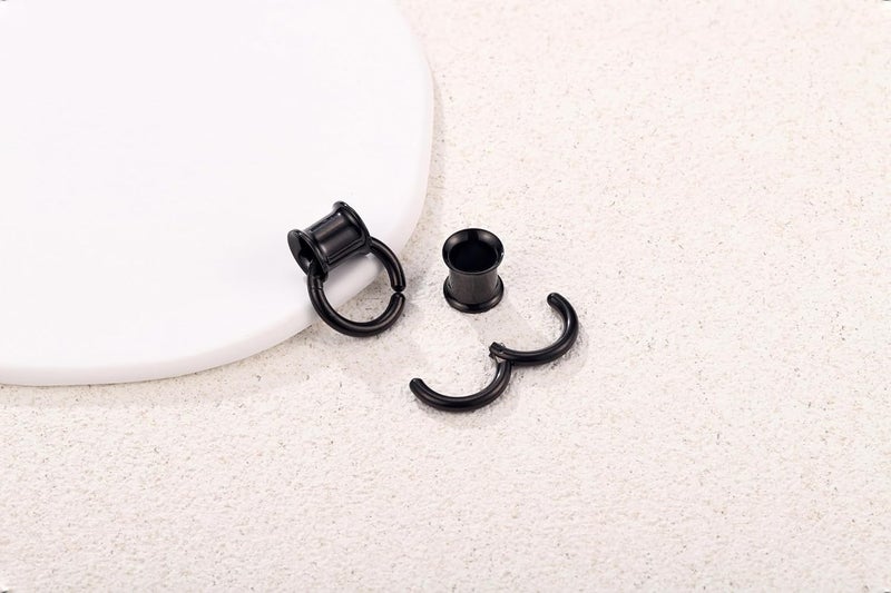 PiercingJ 1 Pair Ear Guages with Rings Ear Weight Plugs Tunnels Hypoallergenic Ear Expander Stretchers 316 Stainless Steel Hoop Earrings Piercing Body Jewelry 0G 00G 1/2" 9/16" - Image 5